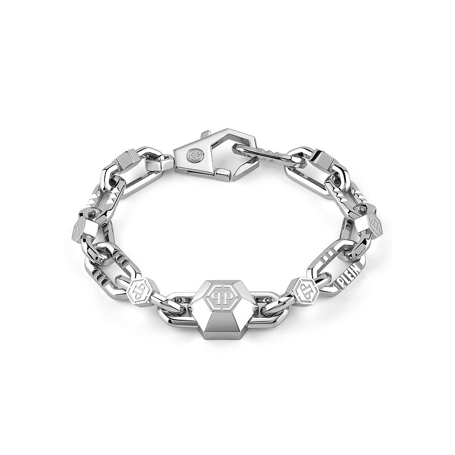 Philipp Plein Armband, Herren, Edelstahl, recycelt, Baumwolle, silber