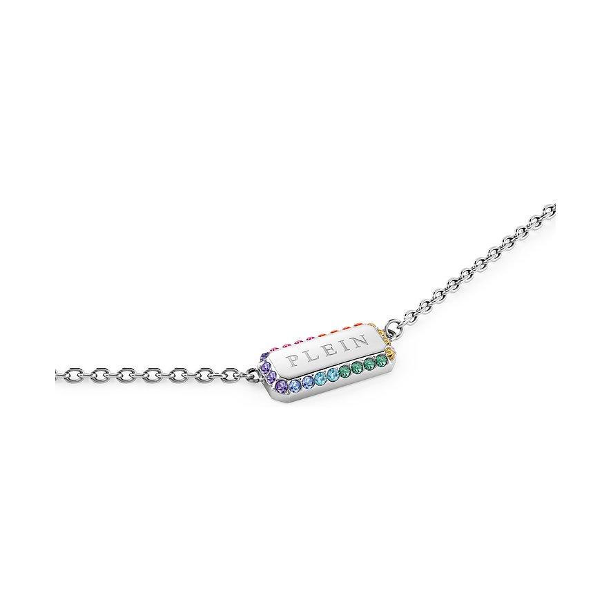 Philipp Plein Halsschmuck aus recyceltem Edelstahl mit bunten Steinen.