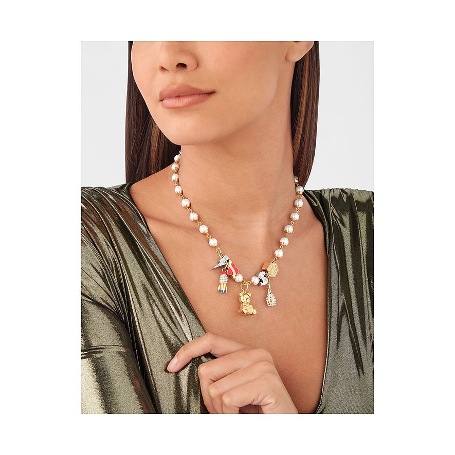 Philipp Plein halsband i återvunnet rostfritt stål med färgglada hängen och pärlor.