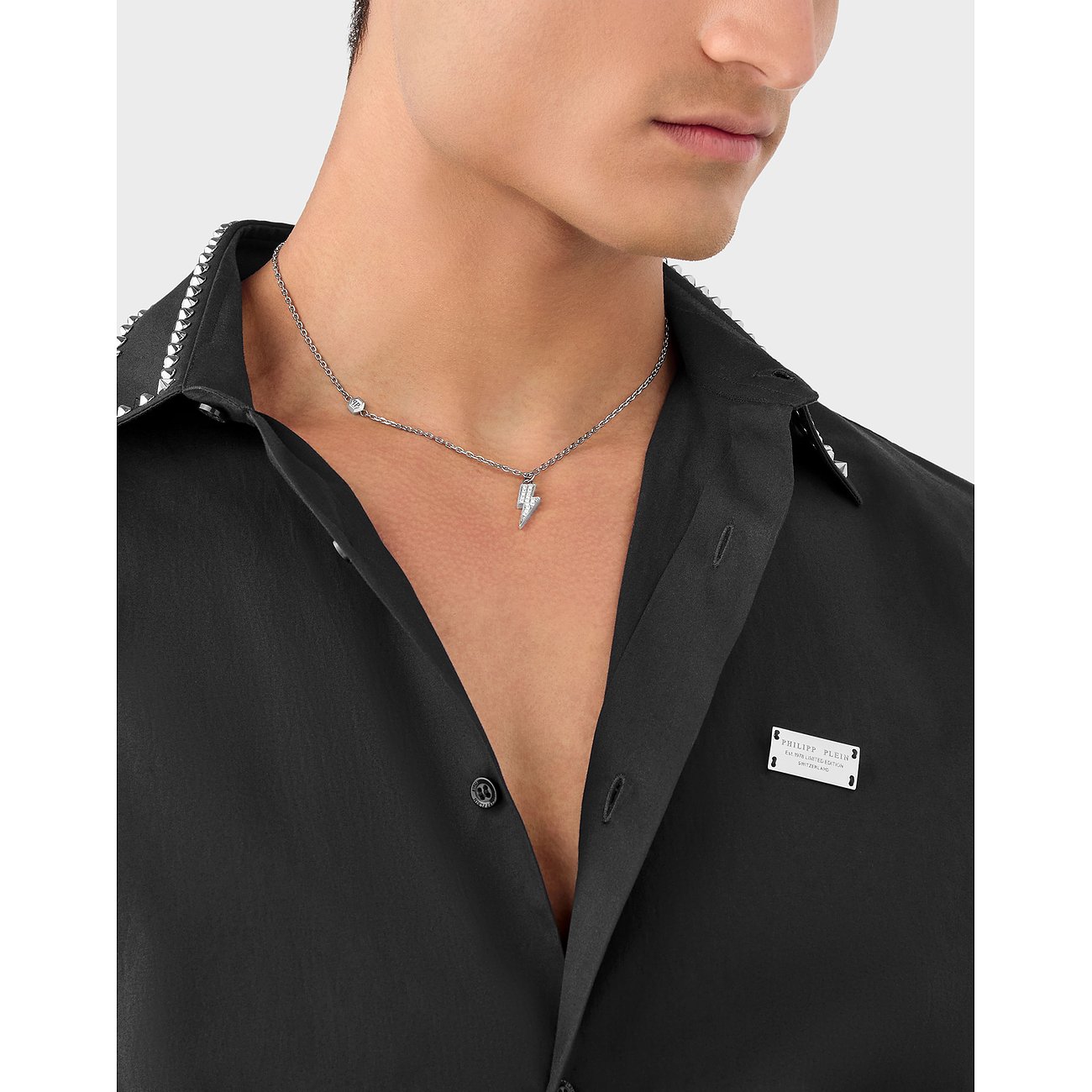 Philipp Plein Halsschmuck aus recyceltem Edelstahl mit Steinbesatz.
