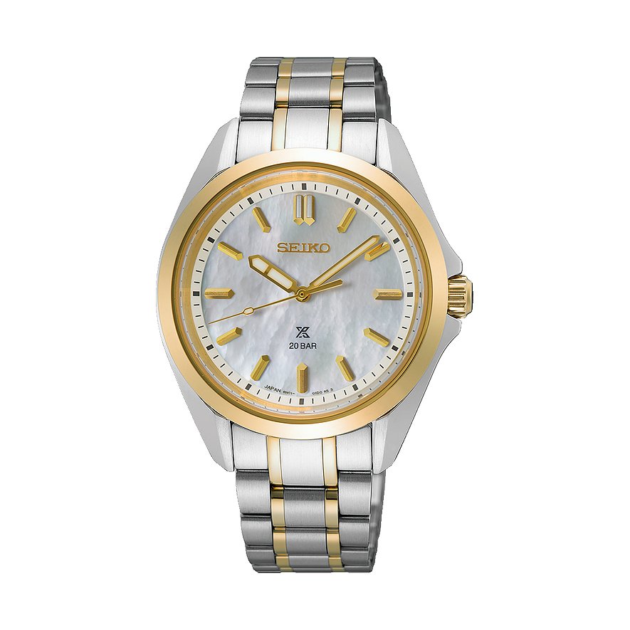 Seiko Damenuhr Ladies SUR608J1, Damen, Edelstahl, Armband: Edelstahl, PVD beschichtet, Quarz, analog