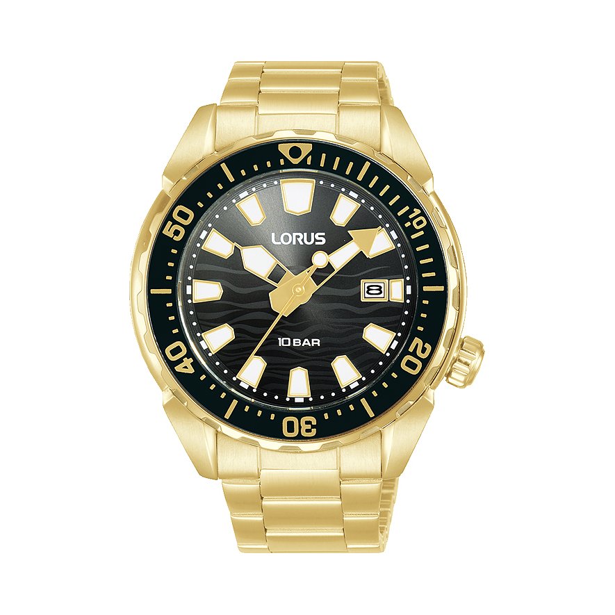 Lorus Herrenuhr Sports RH950RX9, Herren, Edelstahl, Armband: Edelstahl, PVD beschichtet, Quarz, analog