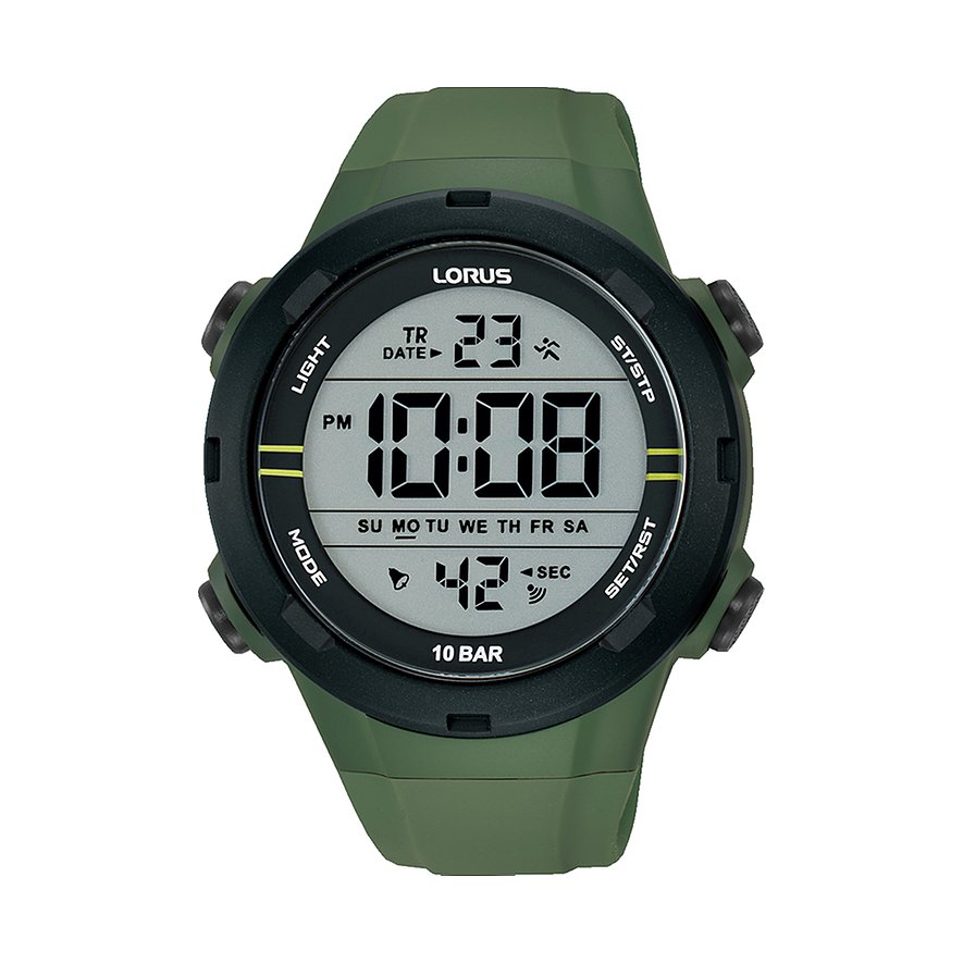 Lorus Chronograph Digital R2305QX9, Herren, Kunststoff, Armband: Silikon, Quarz, digital