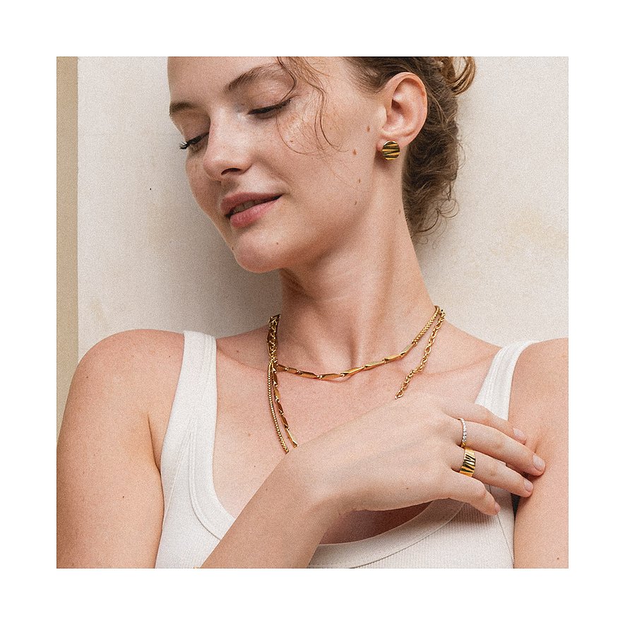 Coeur de Lion Ohrstecker aus Edelstahl mit Streifenmuster.