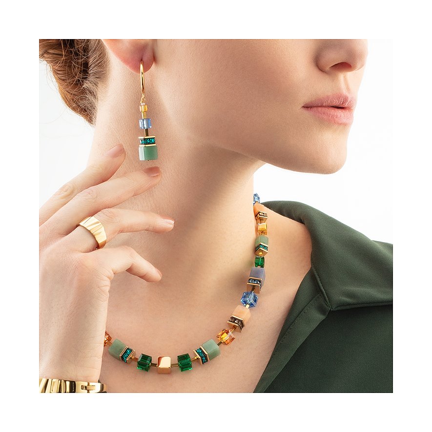 Coeur de Lion Ohrhänger aus Edelstahl mit Aventurin und blauen Steinen.