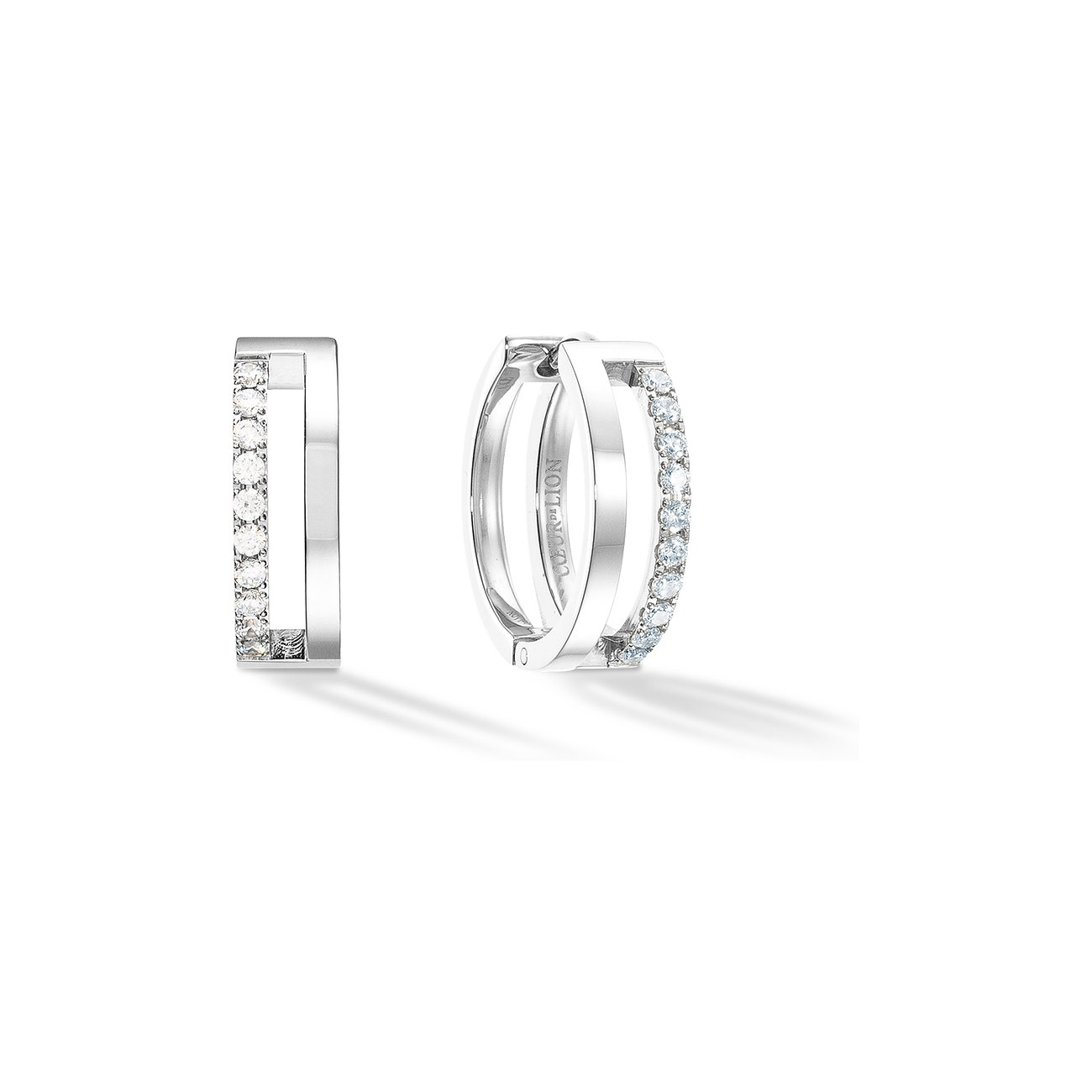 Coeur de Lion Ohrringe aus Edelstahl mit weißen Steinen.