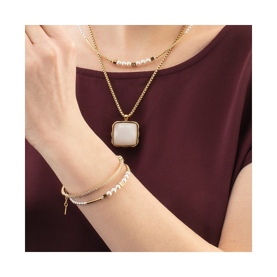 Coeur de Lion armbånd i rustfrit stål med perler og smykkesten.