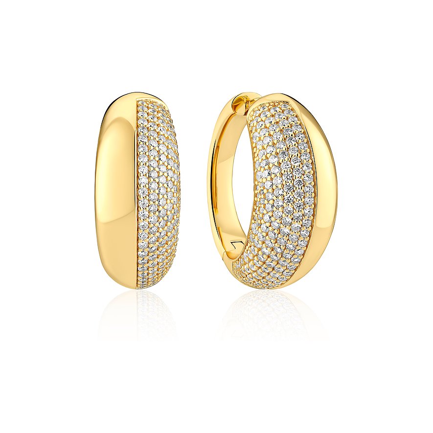 Sif Jakobs Jewellery Creolen, Zirkonia, Damen, 925er Silber, gold