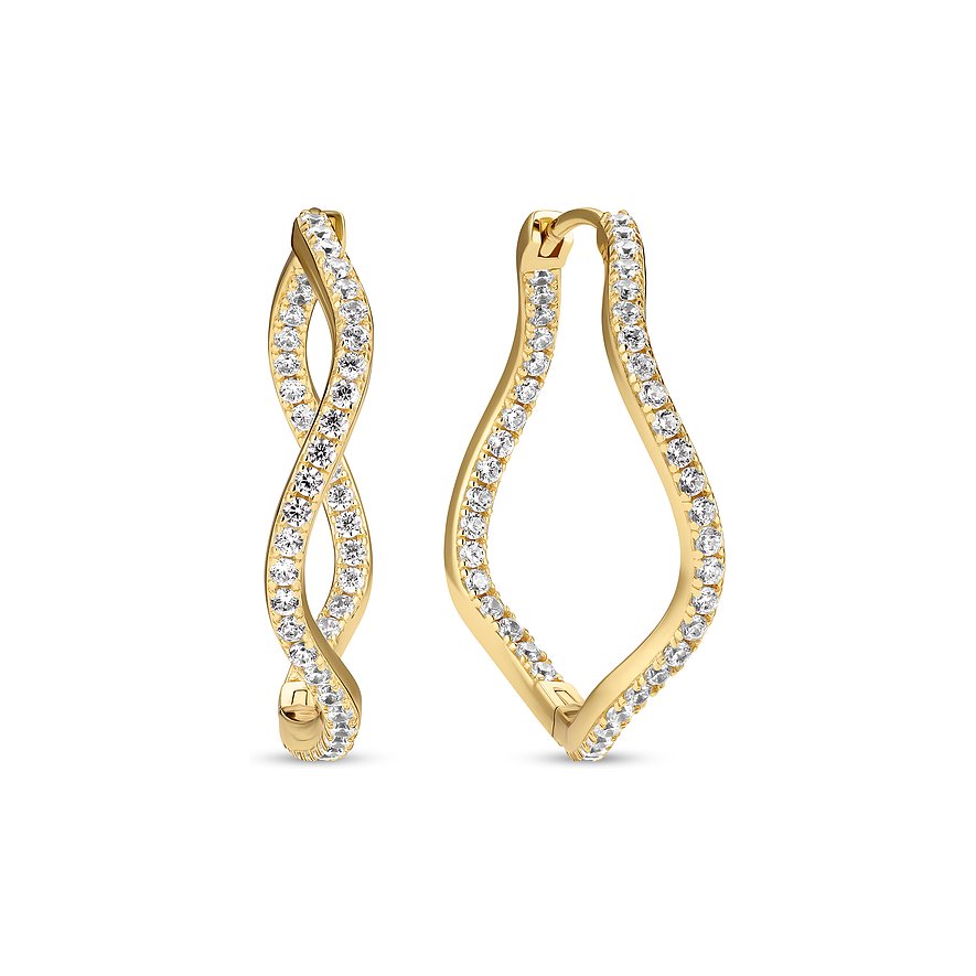 Sif Jakobs Jewellery Creolen, Zirkonia, Damen, 925er Silber, gold