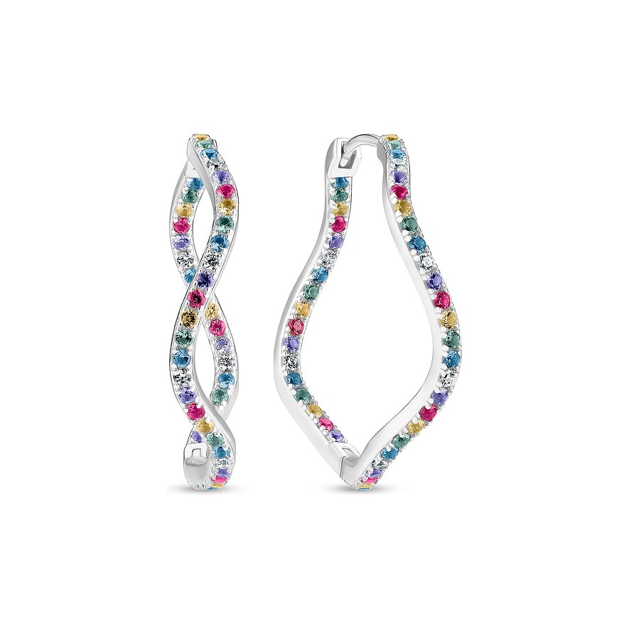 Sif Jakobs Jewellery Creolen, Zirkonia, Damen, 925er Silber, mehrfarbig