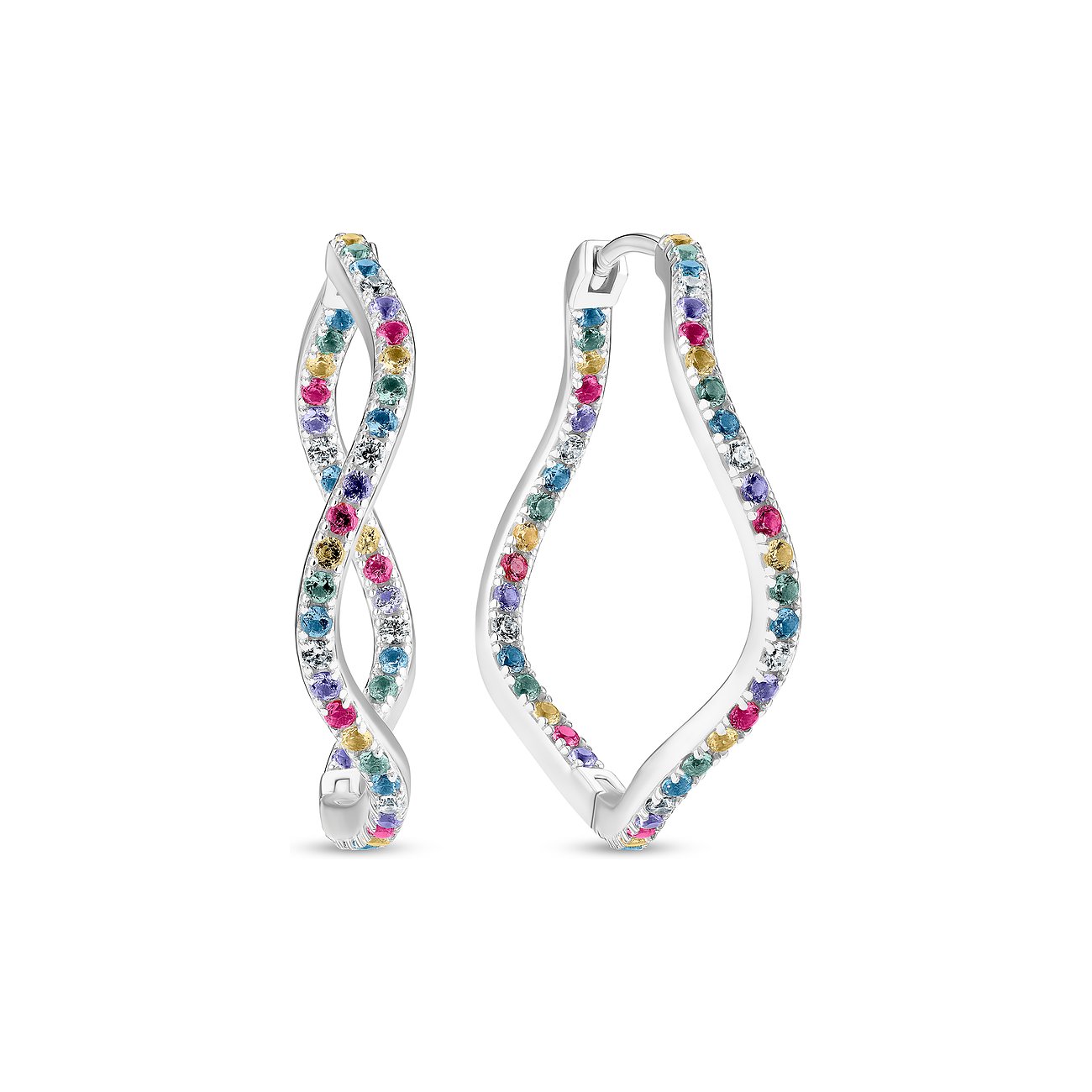 Sif Jakobs Jewellery Ohrringe aus 925er Silber mit bunten Zirkonia im Twist-Design.