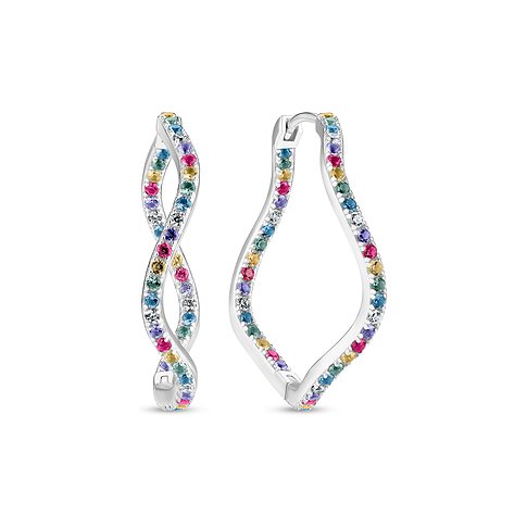 Sif Jakobs Jewellery øreringe i 925 sterling sølv med farverige zirkoner i et twist-design.
