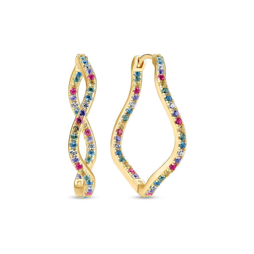 Sif Jakobs Jewellery Creolen, Zirkonia, Damen, 925er Silber, mehrfarbig