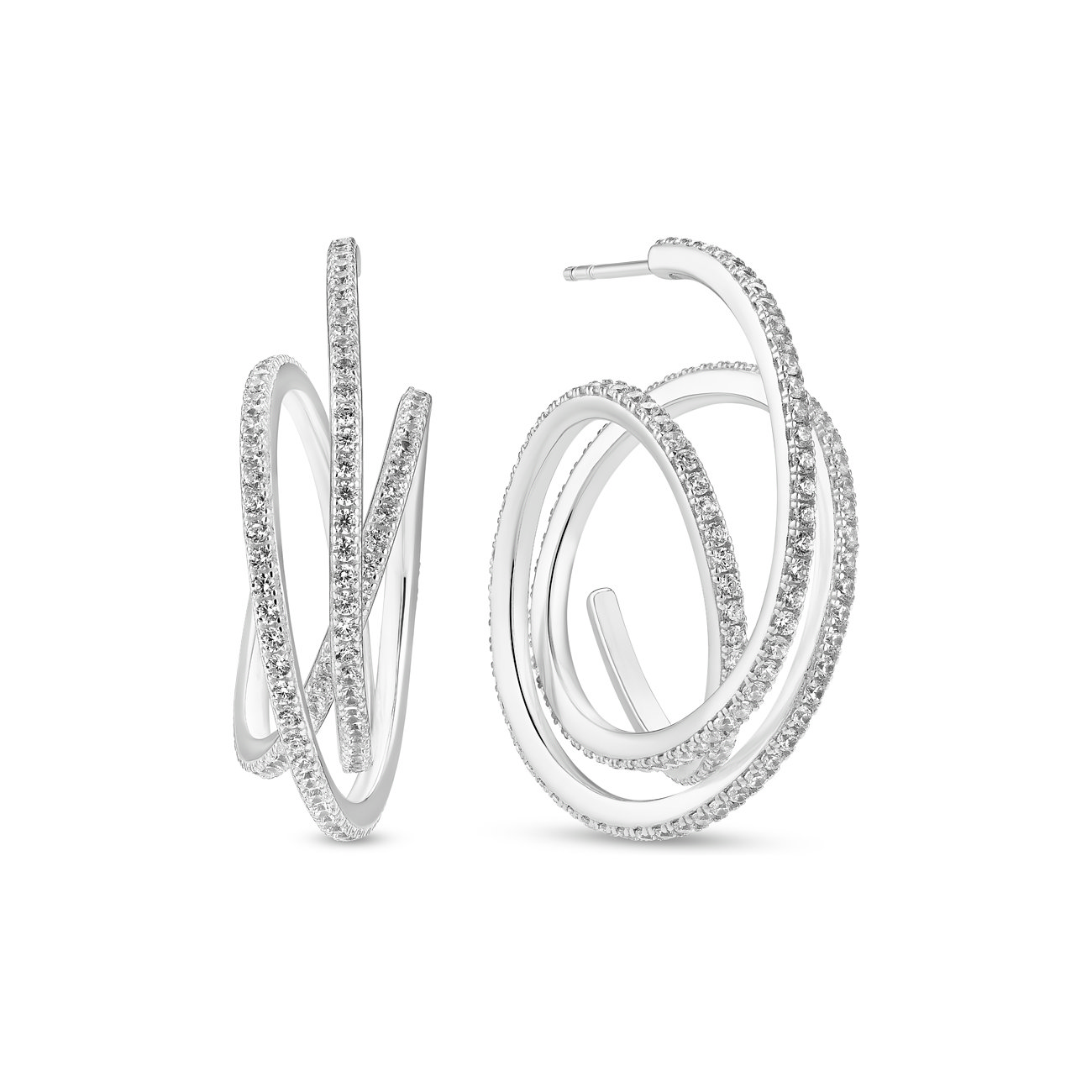 Sif Jakobs Jewellery Ohrringe aus 925er Silber mit Zirkonia, dreireihig.