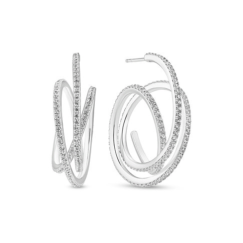 Sif Jakobs Jewellery øreringe af 925 sterling sølv med zirkonia, tre rækker.