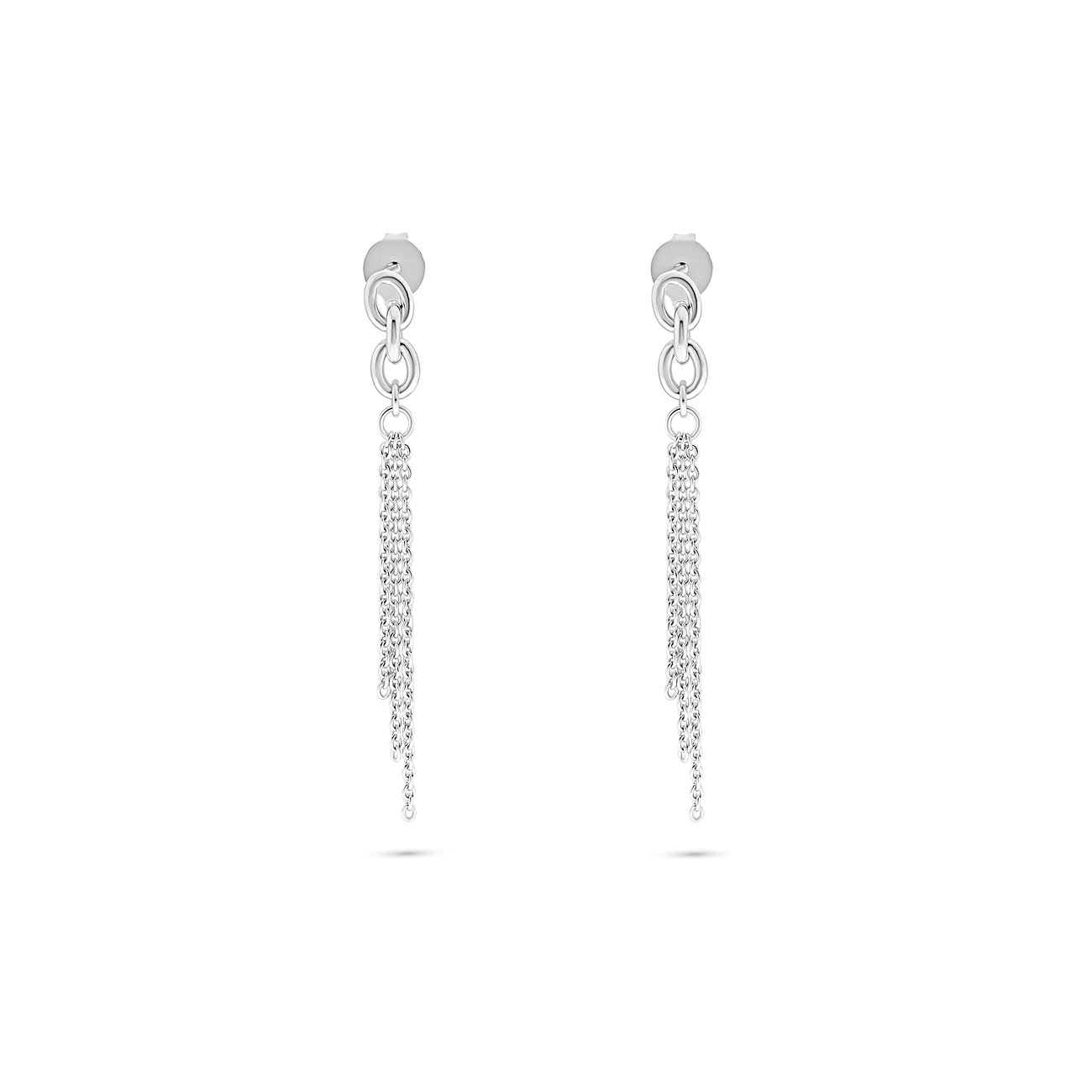 FAVS Ohrringe aus 925er Silber mit mehreren aneinandergereihten Kettengliedern und herabhängenden Ketten.
