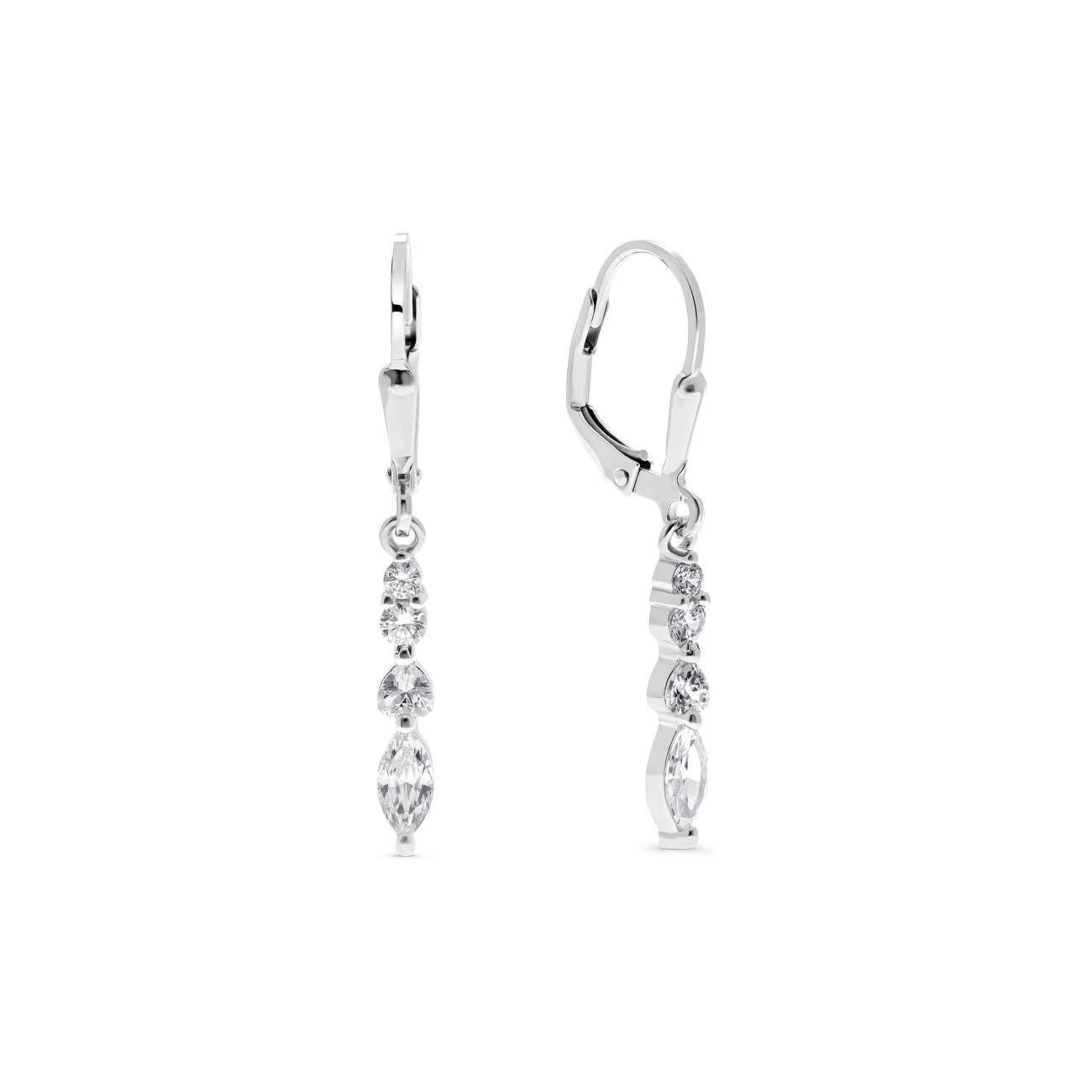 FAVS 925er Silber-Ohrhänger mit funkelnden Zirkonia-Steinen in verschiedenen Schliffen.