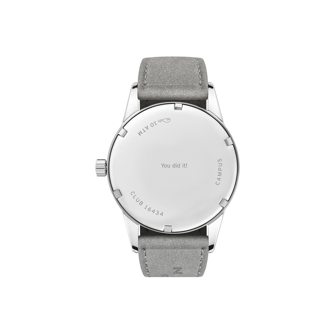 Nomos Glashütte Herrenuhr mit Edelstahlgehäuse, analog, graues Armband.