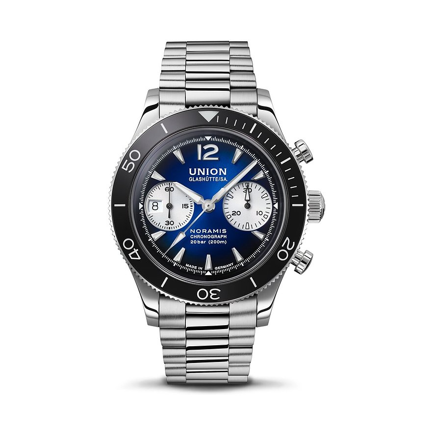 Union Glashütte Chronograph Noramis D0129271104700, Herren, Edelstahl, Keramik, Armband: Edelstahl, Automatik, analog