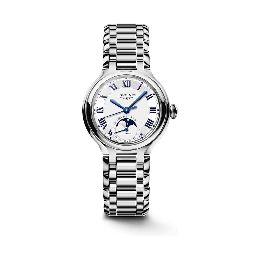 Longines Damenuhr Longines PrimaLuna L81264716, Damen, Edelstahl, Armband: Edelstahl, Automatik, analog