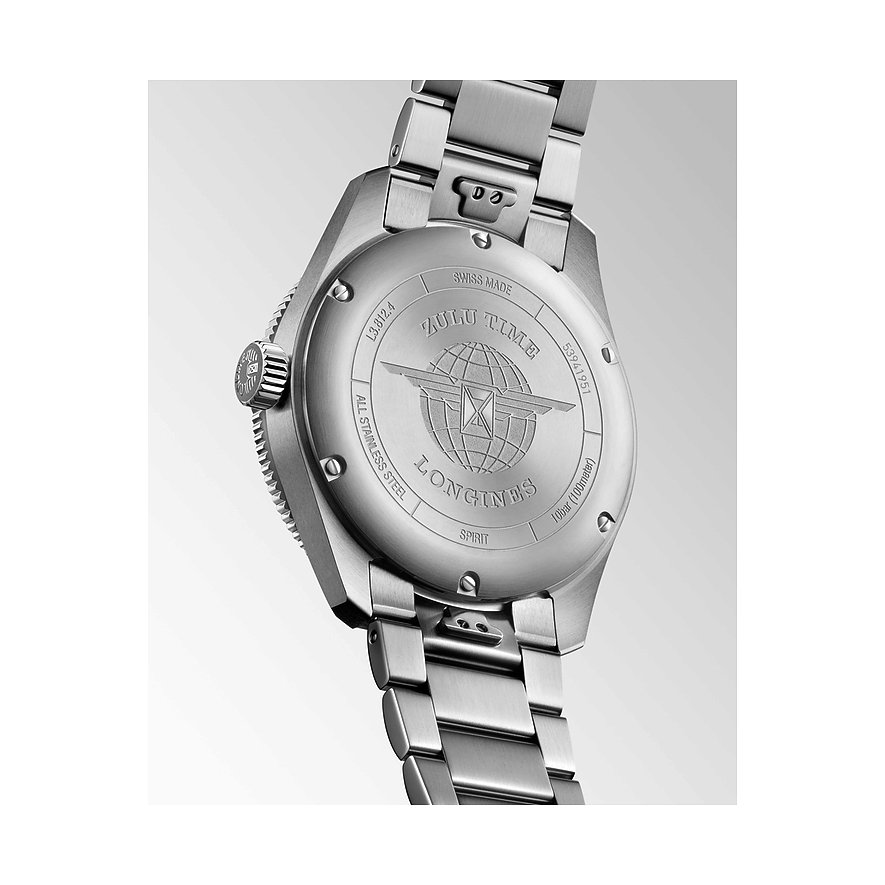 Longines Herrenuhr aus Edelstahl mit drehbarer Lünette und poliertem Gehäuse.
