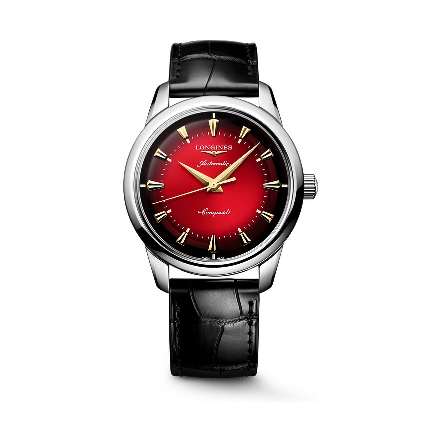 Longines Herrenuhr Conquest Heritage Year of the Snake Edition L16514092, Herren, Edelstahl, Armband: Alligator, Automatik, analog