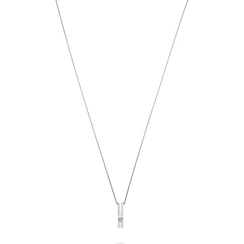 CHRIST halsband i 585 vitguld med en centralt placerad, gnistrande solitärdiamant.