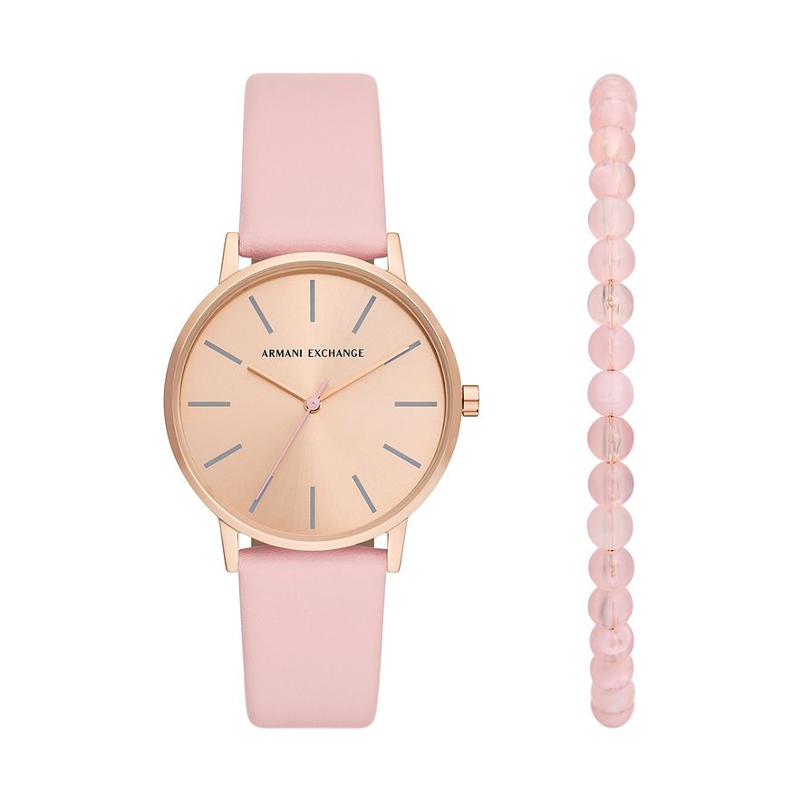 2. Chance - Armani Exchange Uhren-Set AX7150SET, Damen, Edelstahl, Armband: Leder, Quarz, analog