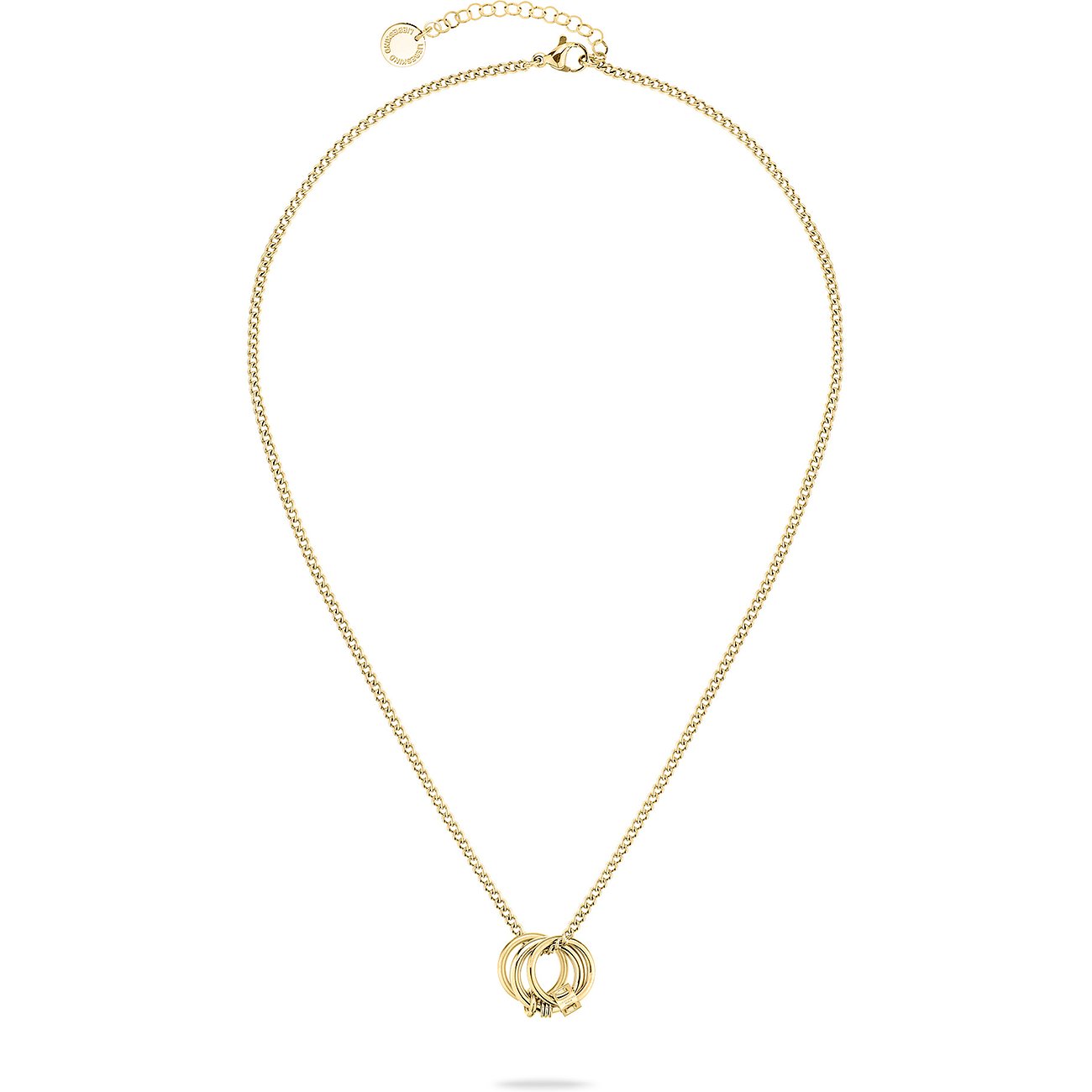 Liebeskind Halsschmuck aus Edelstahl mit drei Ringen.