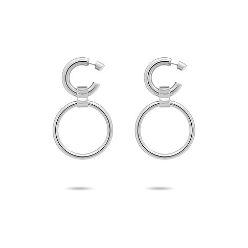 Liebeskind Ohrringe aus Edelstahl, silberfarben, mit zwei Ringen.