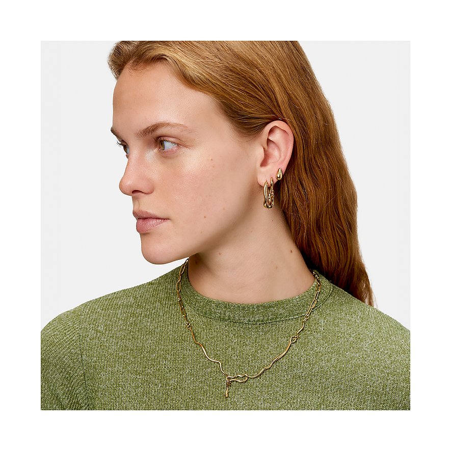 Liebeskind Ohrringe aus Edelstahl, goldfarben, Tropfenform.