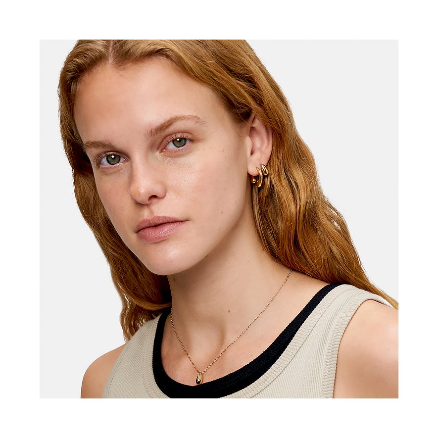 Liebeskind Ohrringe aus Edelstahl, goldfarben, Tropfenform.