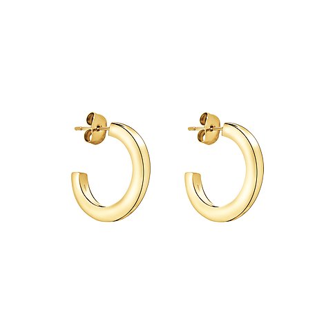 Liebeskind Ohrringe aus Edelstahl, goldfarben, Creolen.