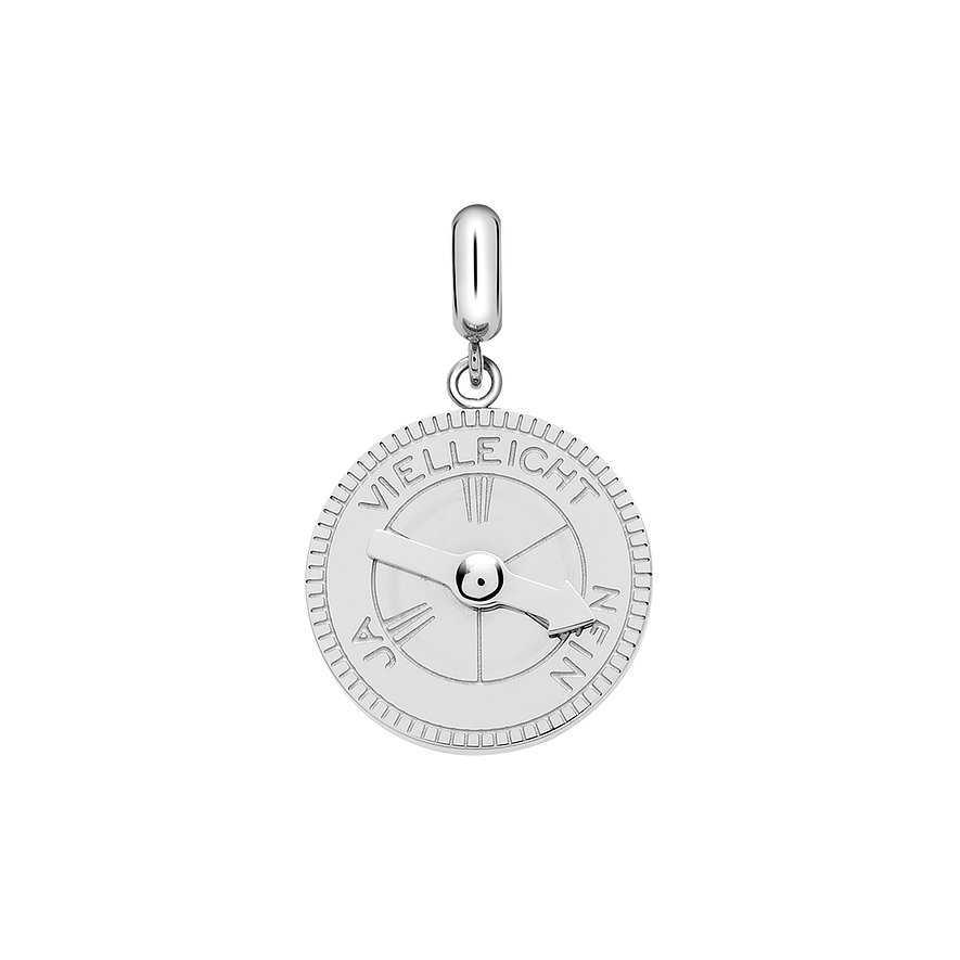 Liebeskind Anhängeschmuck aus Edelstahl mit Kompass-Design und Schriftzug.
