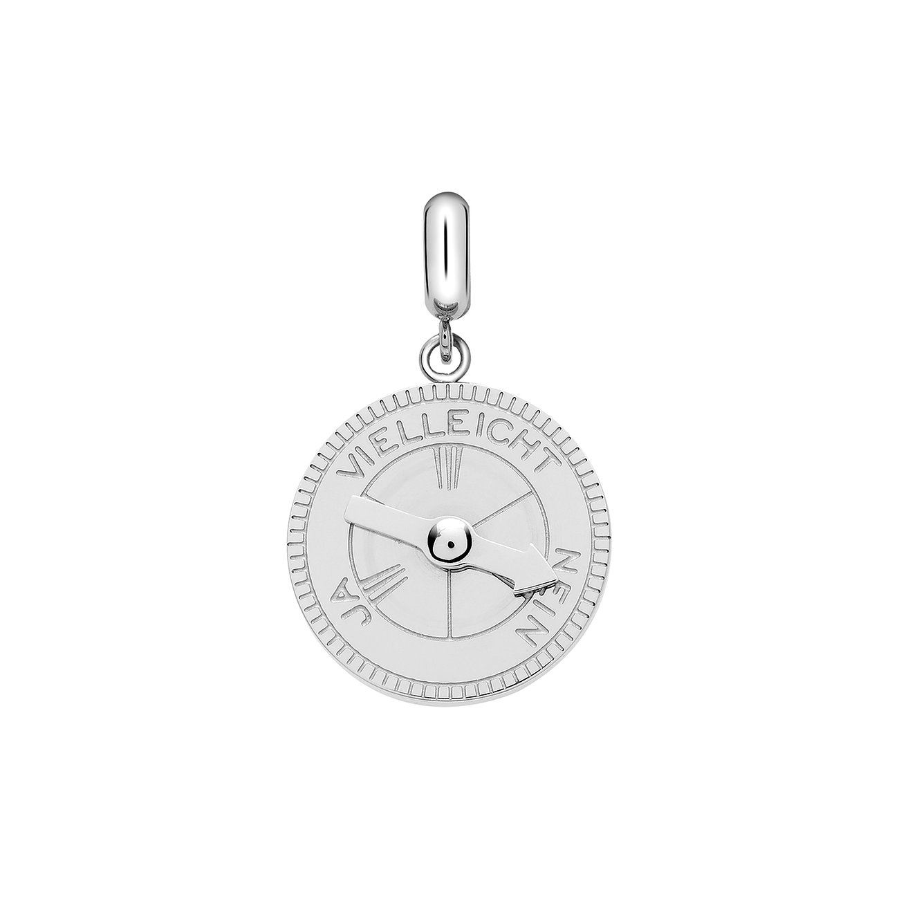 Liebeskind Anhängeschmuck aus Edelstahl mit Kompass-Design und Schriftzug.