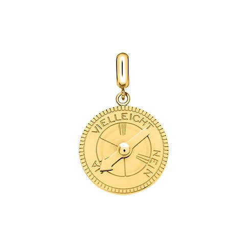 Bijou pendentif Liebeskind en acier inoxydable, design boussole avec "Peut-être" et "Non".