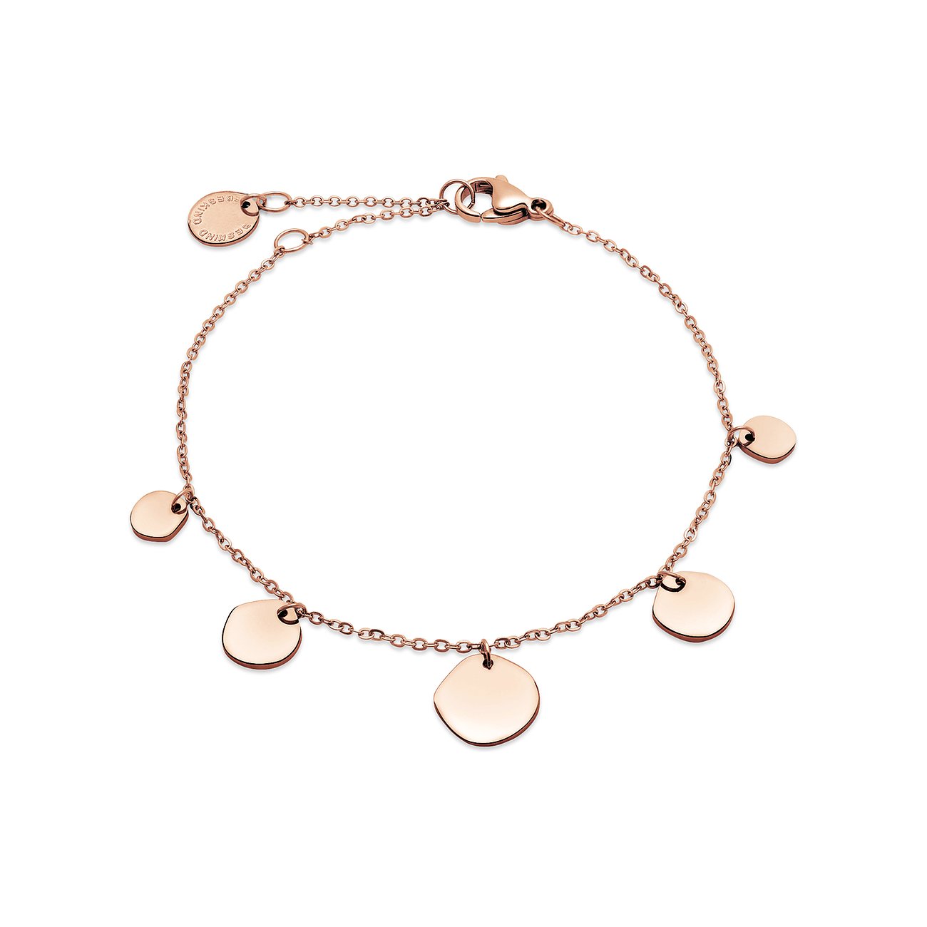 Liebeskind-armband i roséguldpläterat rostfritt stål med runda hängen.