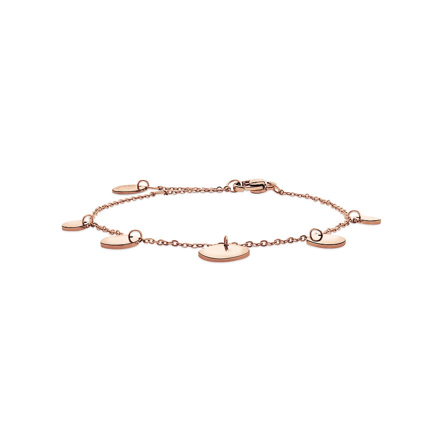 Liebeskind armband i rostfritt stål, rosafärgat med ovala hängen.