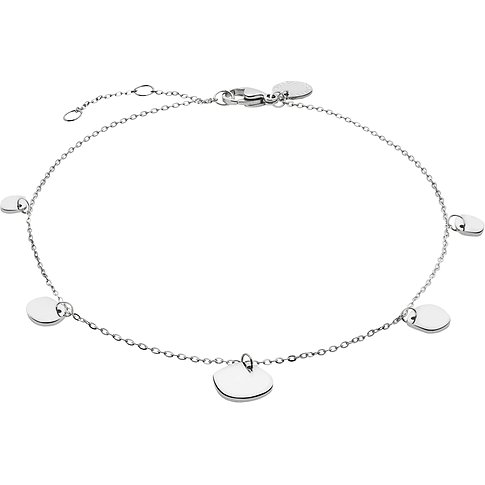 Liebeskind Fußkette aus Edelstahl mit runden Anhängern.