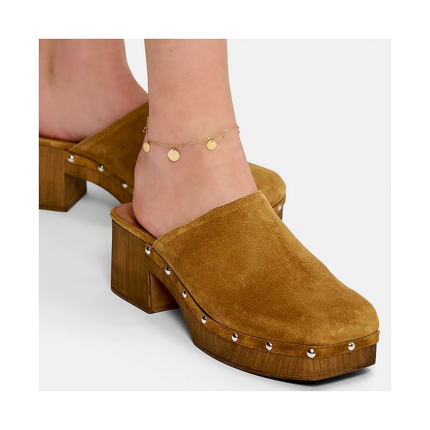 Liebeskind Fußkette aus Edelstahl mit runden Anhängern.