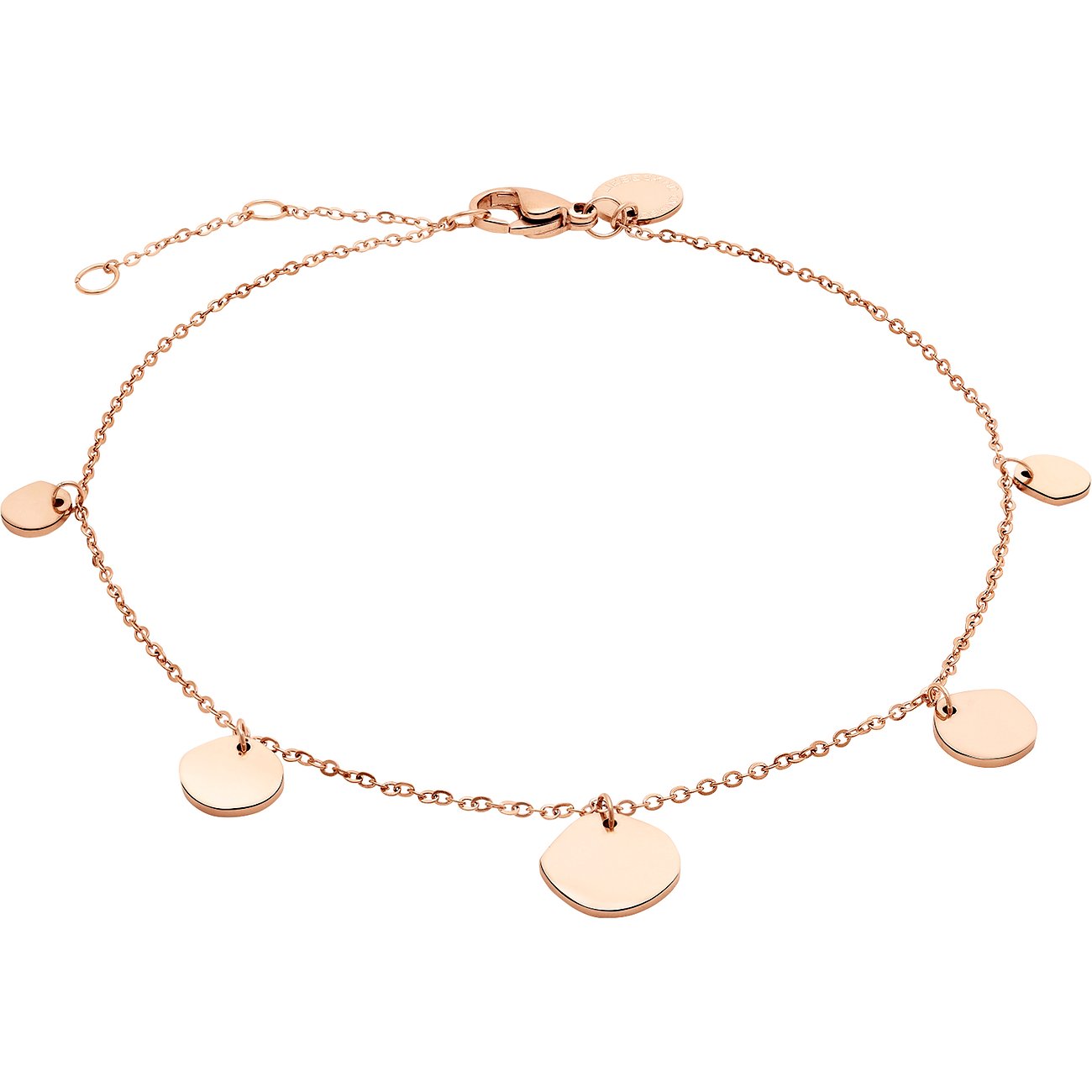Liebeskind Fußkette aus Edelstahl mit Anhängern, roségoldfarben.