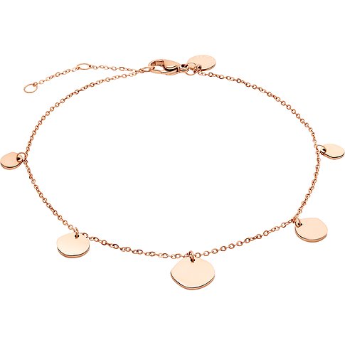Liebeskind Fußkette aus Edelstahl mit Anhängern, roségoldfarben.