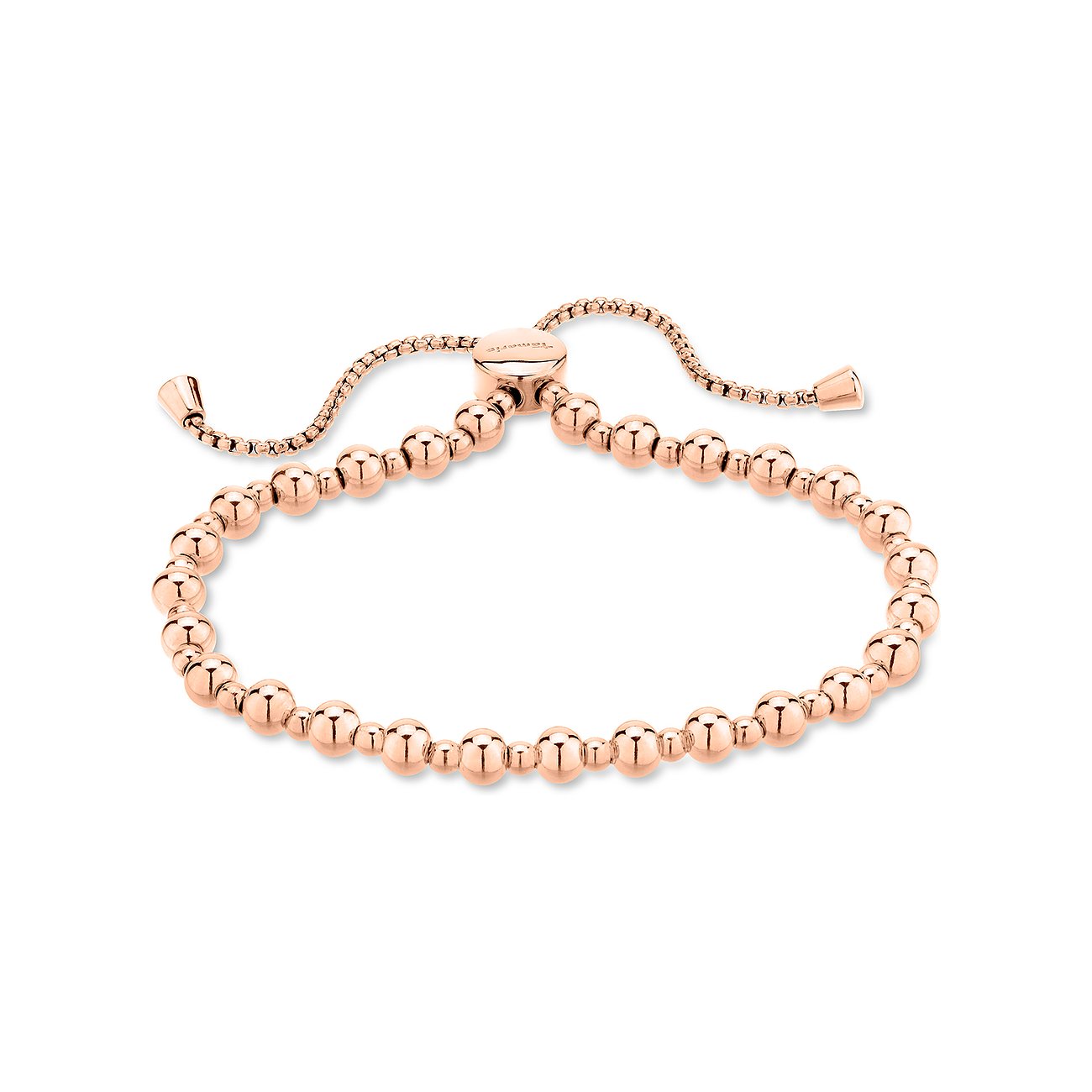 Tamaris Armband aus Edelstahl, roséfarben, mit Kugeln und Slider-Verschluss.