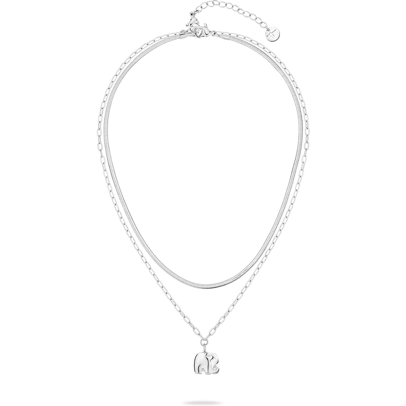 Tamaris Halsschmuck aus Edelstahl mit Elefantenanhänger und Schlangenkette.