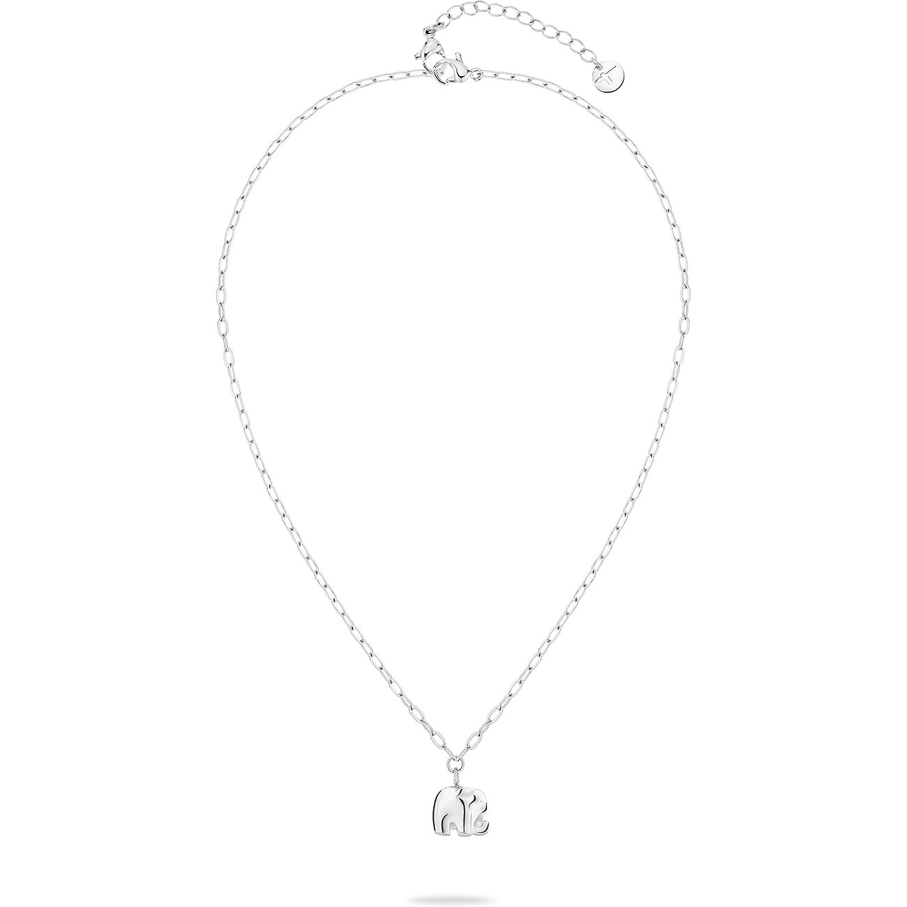 Tamaris silberfarbene Halskette aus Edelstahl mit Elefantenanhänger.