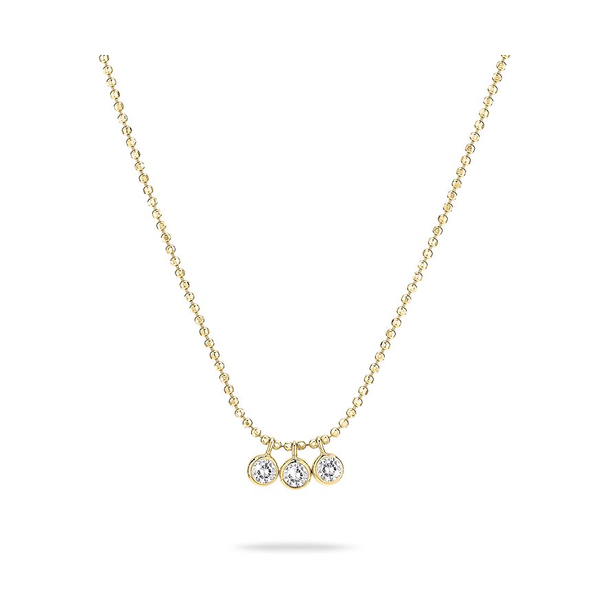 Tamaris Kette, Zirkonia, synthetisch, Damen, 925er Silber, gelbgold