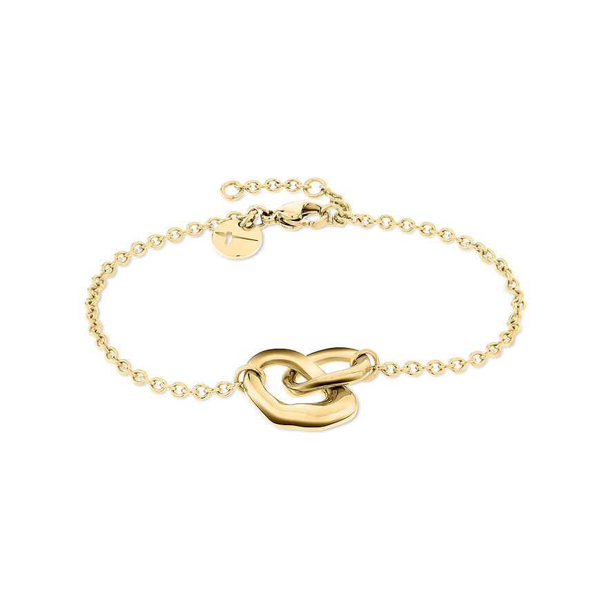 Tamaris Armband aus goldfarbenem Edelstahl mit Herz-Anhänger.