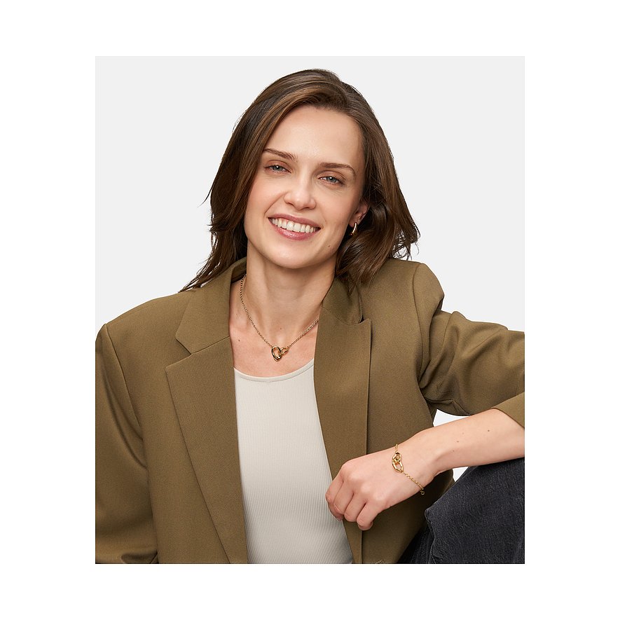 Tamaris Armband aus Edelstahl mit zwei ineinandergreifenden Herzen.