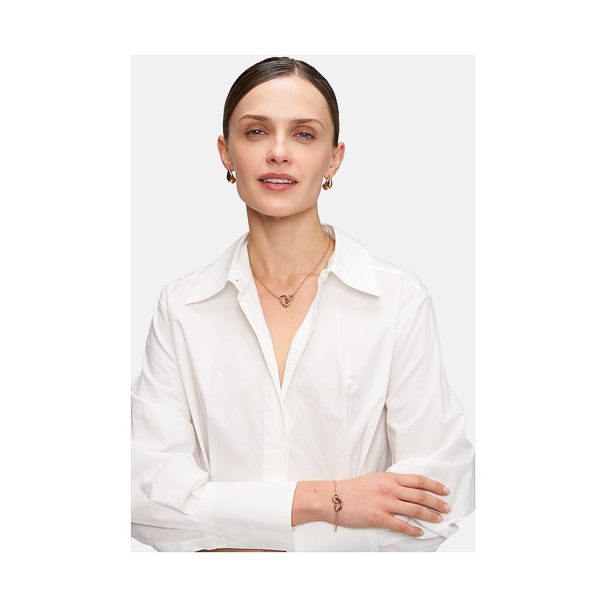 Tamaris Armband aus Edelstahl, goldfarben, mit zwei ineinandergreifenden Herzen.