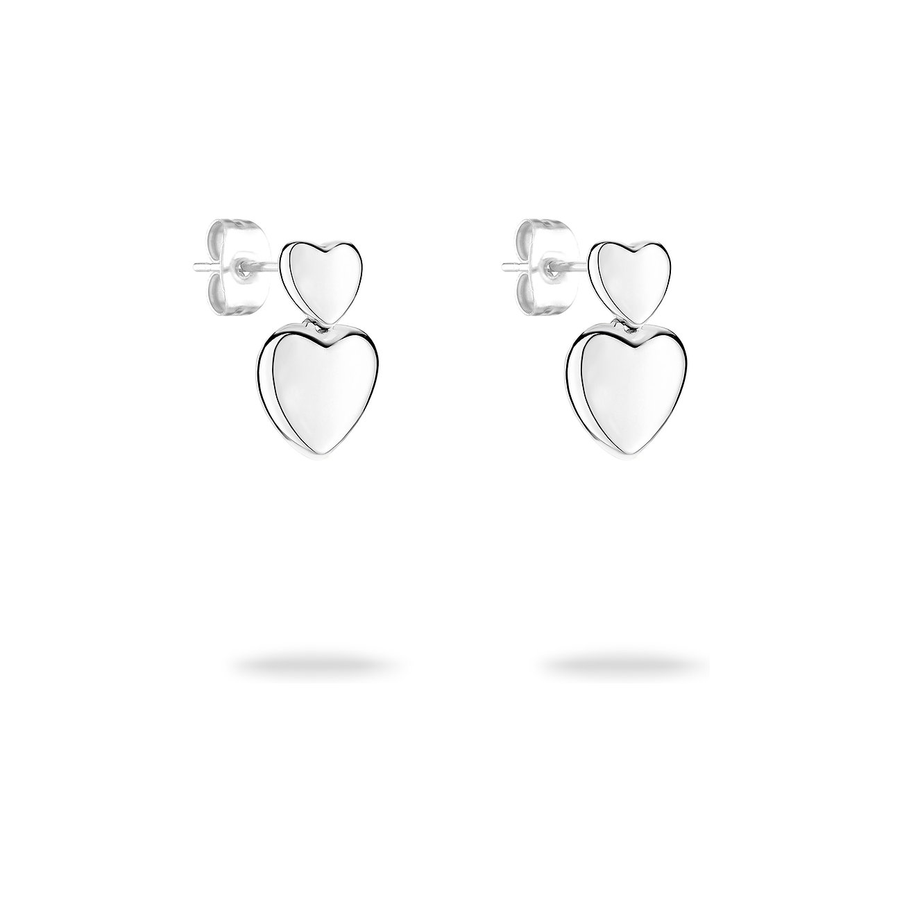 Tamaris Ohrringe aus Edelstahl mit zwei Herzen.